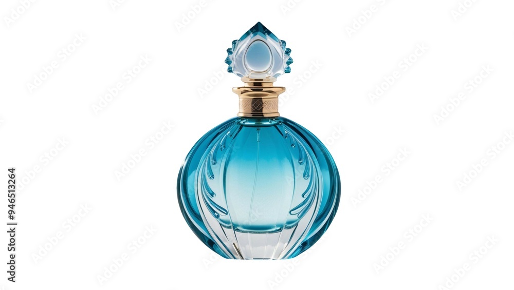 Obraz premium shape glass perfume bottle, fragrance, cream or essence, isolated white background, for text