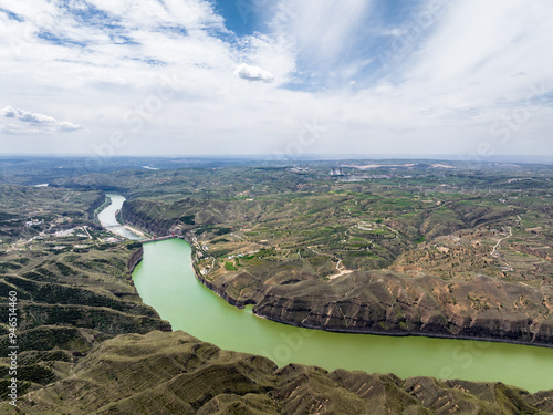 view of wanjiazhai hydraulic engineering of river huang he in shanxi