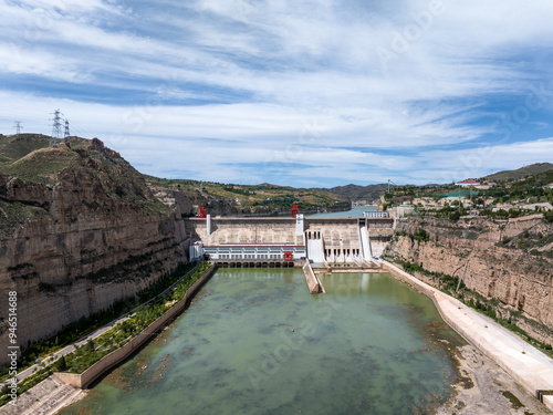 view of wanjiazhai hydraulic engineering of river huang he in shanxi