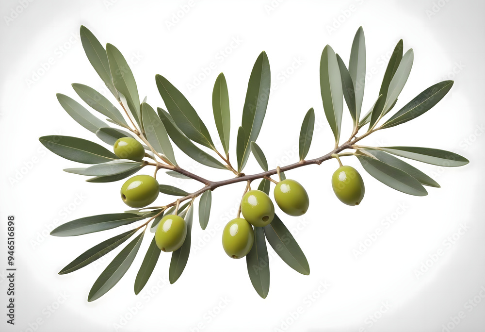 Concept photo of an olive branch on white background with space for text