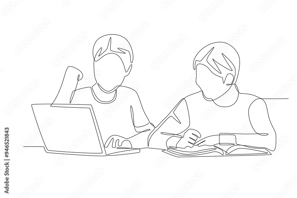 Student discussion concept one-line drawing Student discussion concept one-line drawing