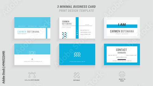 Wallpaper Mural Blue and White Business Card Layout , Modern and Creative Design, Minimal Simple Template, Clean Vector Design, Blue Stripes Name Card, Elegant & Professional Business Card Torontodigital.ca