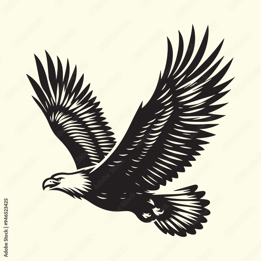 Obraz premium Editable Black Eagle Silhouette Design in Vector Format on Transparent Background