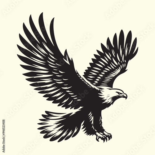 Editable Black Eagle Silhouette Design in Vector Format on Transparent Background