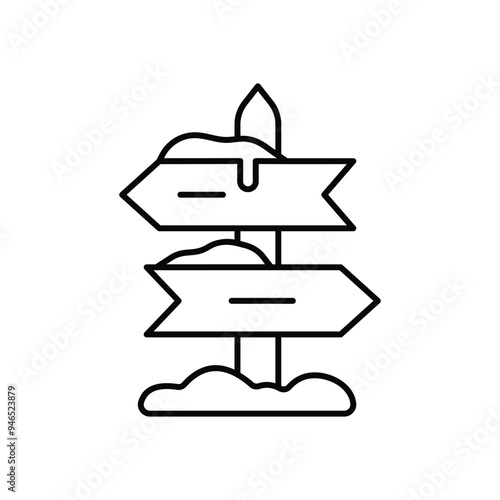 Snowy Direction Sign vector icon