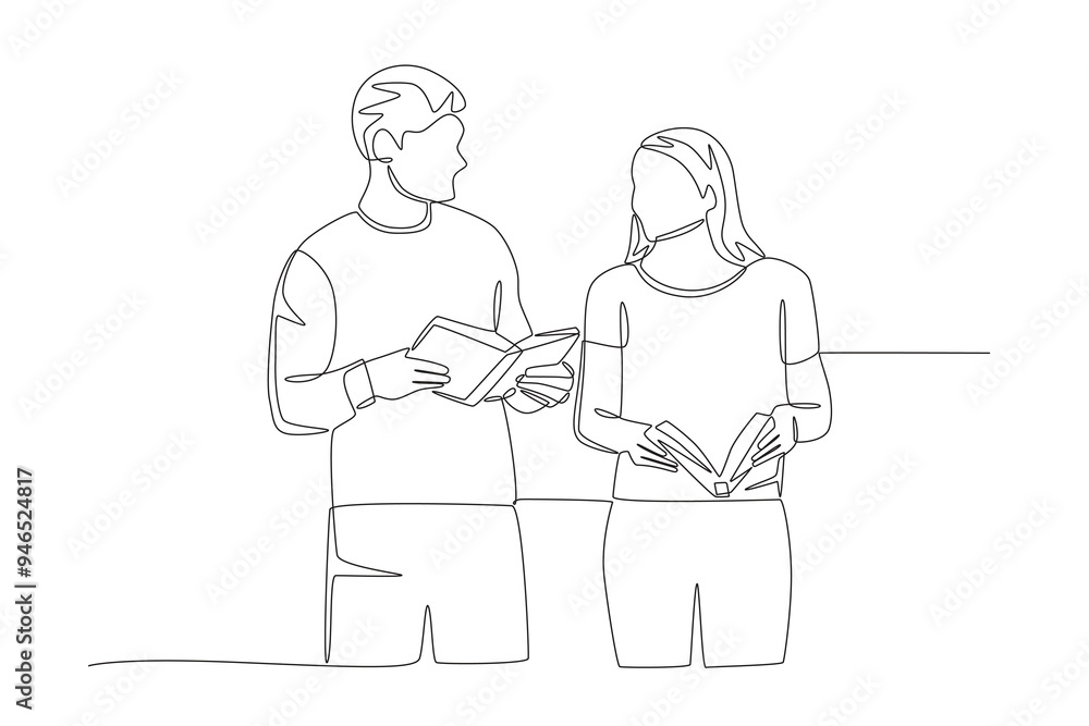 Student discussion concept one-line drawing Student discussion concept one-line drawing