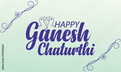 Ganesh Chaturthi, with vibrant and Ganesh Chaturthi Banner, artistic typography, Happy Ganesh Chaturthi, banner, calligraphy, text, designs  of Ganesh Chaturthi, isolated on white background. EPS 10