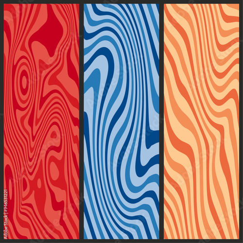 Arrière-plan effet vague liquide cool et groowy. Papier-peint rétro et tendance