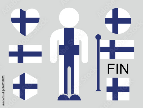 Finnish flag. Isolated Finnish flag on white background