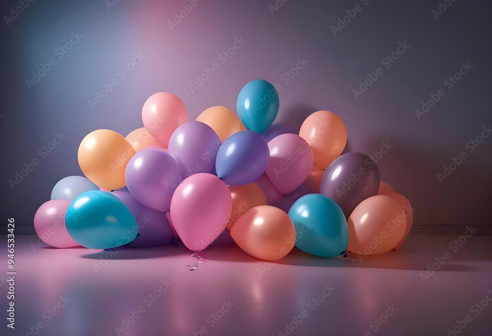 Concept photo of colorful balloons in the studio with space for text Concept photo of colorful balloons in the studio with space for text
