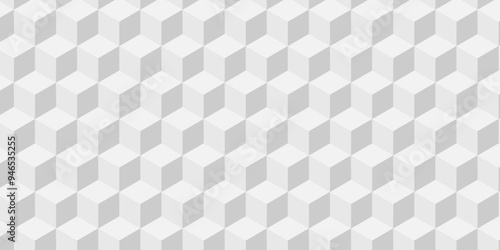 Vector of cube geometric pattern grid backdrop triangle background. Abstract cube geometric tile and mosaic wall or grid backdrop hexagon technology. white and gray geometric block cube structure.