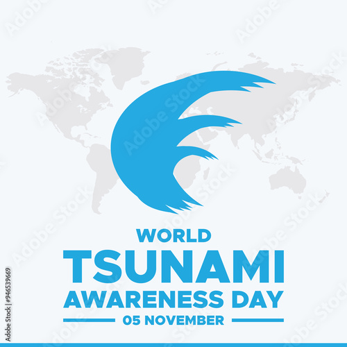 world tsunami awareness day, 05th November, greeting card, world tsunami awareness day vector illustration, editable template. world tsunami awareness day social media post design. photo