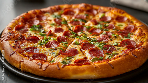 Hot juicy delicious cheese pizza with pepperoni. AI generation