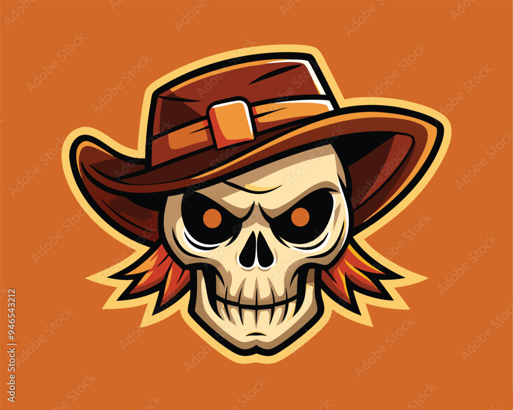 skull with west hat sticker and t-shirt design vector illustration skull with west hat sticker and t-shirt design vector illustration