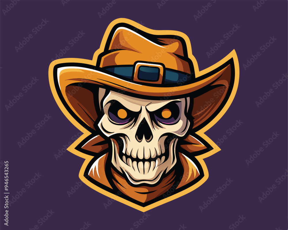 skull with west hat sticker and t-shirt design vector illustration skull with west hat sticker and t-shirt design vector illustration