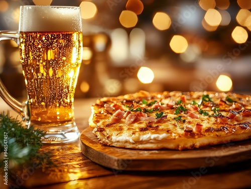 A beautifully arranged plate of Tarte Flambee photo