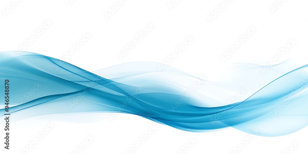Fototapeta premium Abstract blue wavy fabric on a white background.