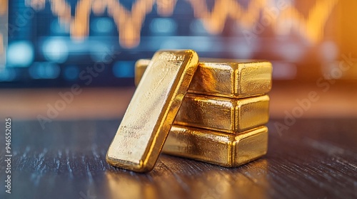 Wallpaper Mural Gold Bars and Stock Chart. Torontodigital.ca