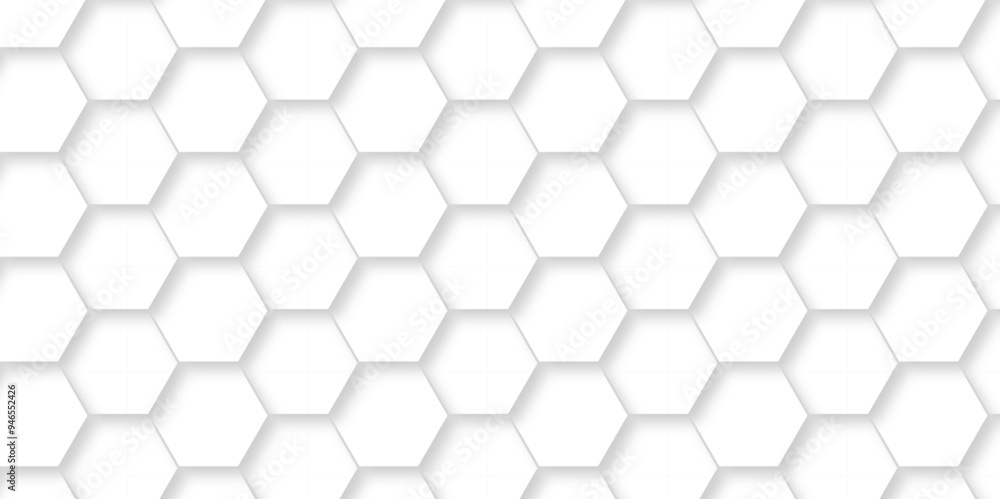 Abstract White Hexagonal Background. Luxury White Pattern. Vector Illustration. 3D Futuristic abstract honeycomb mosaic white background. geometric mesh cell texture. modern futuristic wallpaper.
Abstract White Hexagonal Background. Luxury White Pattern. Vector Illustration. 3D Futuristic abstract honeycomb mosaic white background. geometric mesh cell texture. modern futuristic wallpaper.