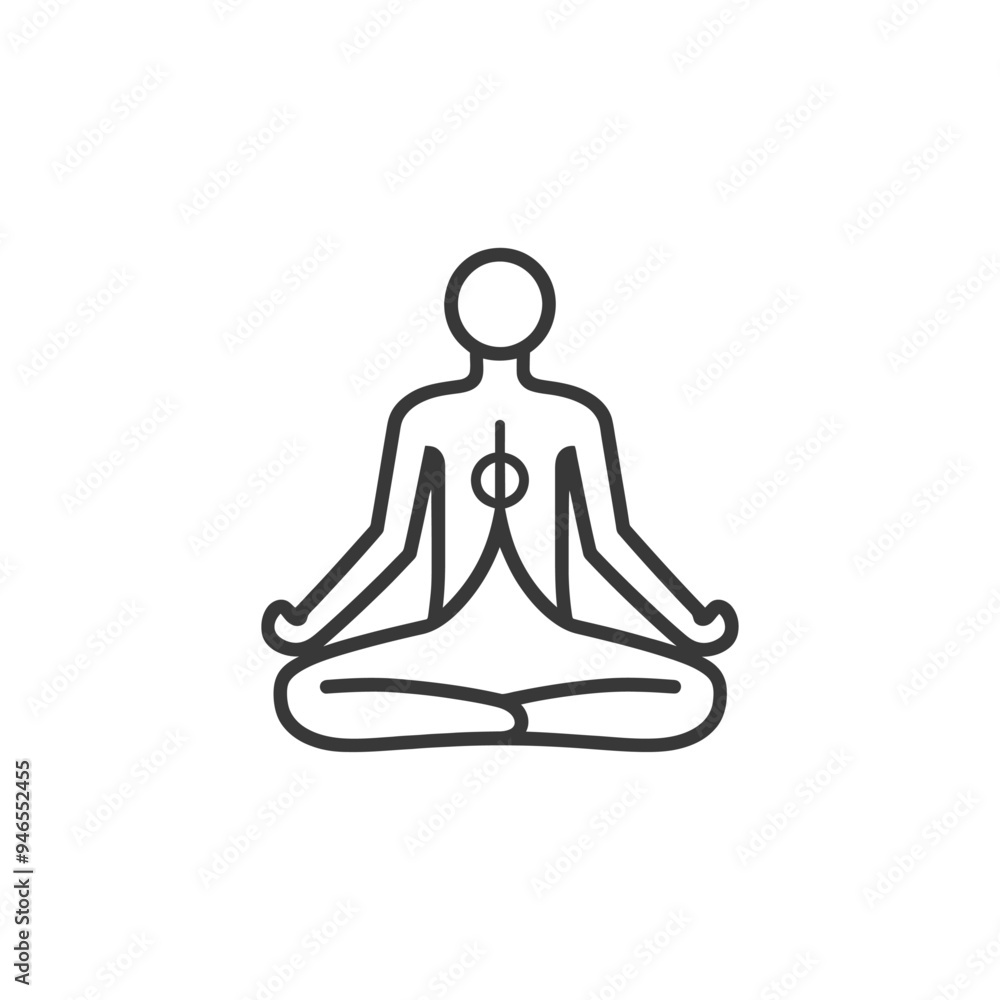 Line art illustration of a person meditating in lotus pose Line art illustration of a person meditating in lotus pose