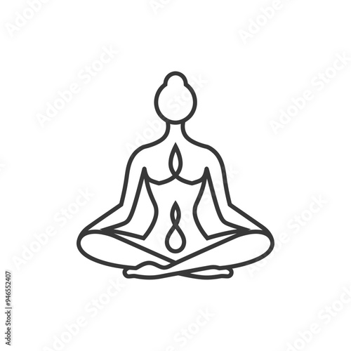 Line Art Illustration of a Person in a Yoga Pose with Chakras