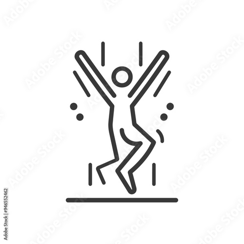 Line Art Illustration of a Person Jumping for Joy