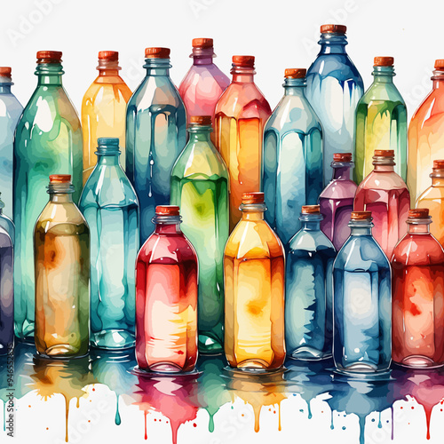 Bottle Ilustration Painting Background Very Cool