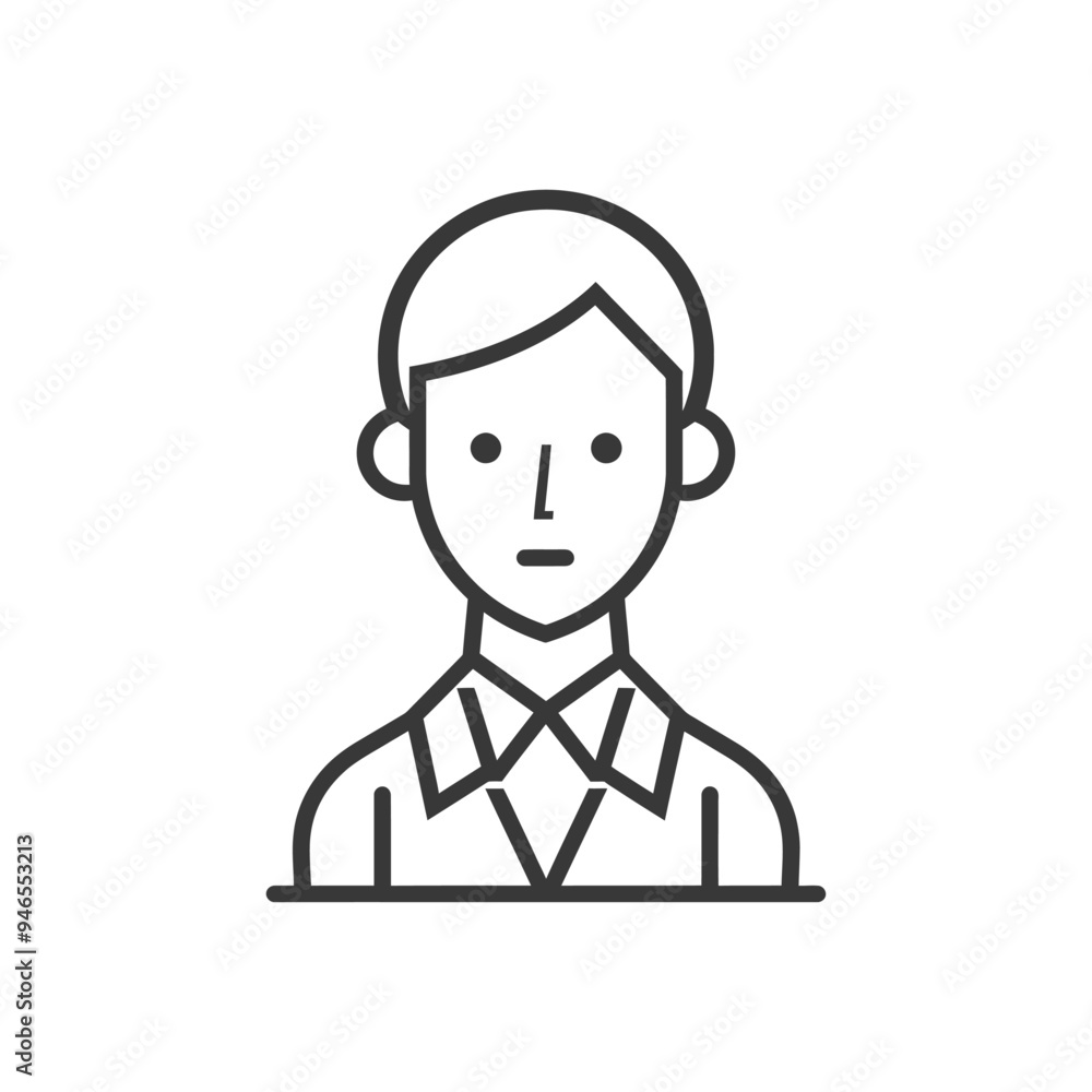 Line art illustration of a person wearing a collared shirt Line art illustration of a person wearing a collared shirt