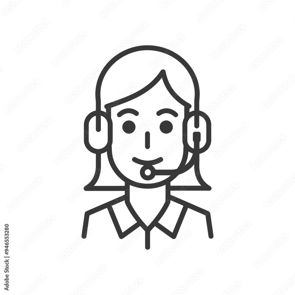 Line Art Illustration of a Person Wearing a Headset Line Art Illustration of a Person Wearing a Headset