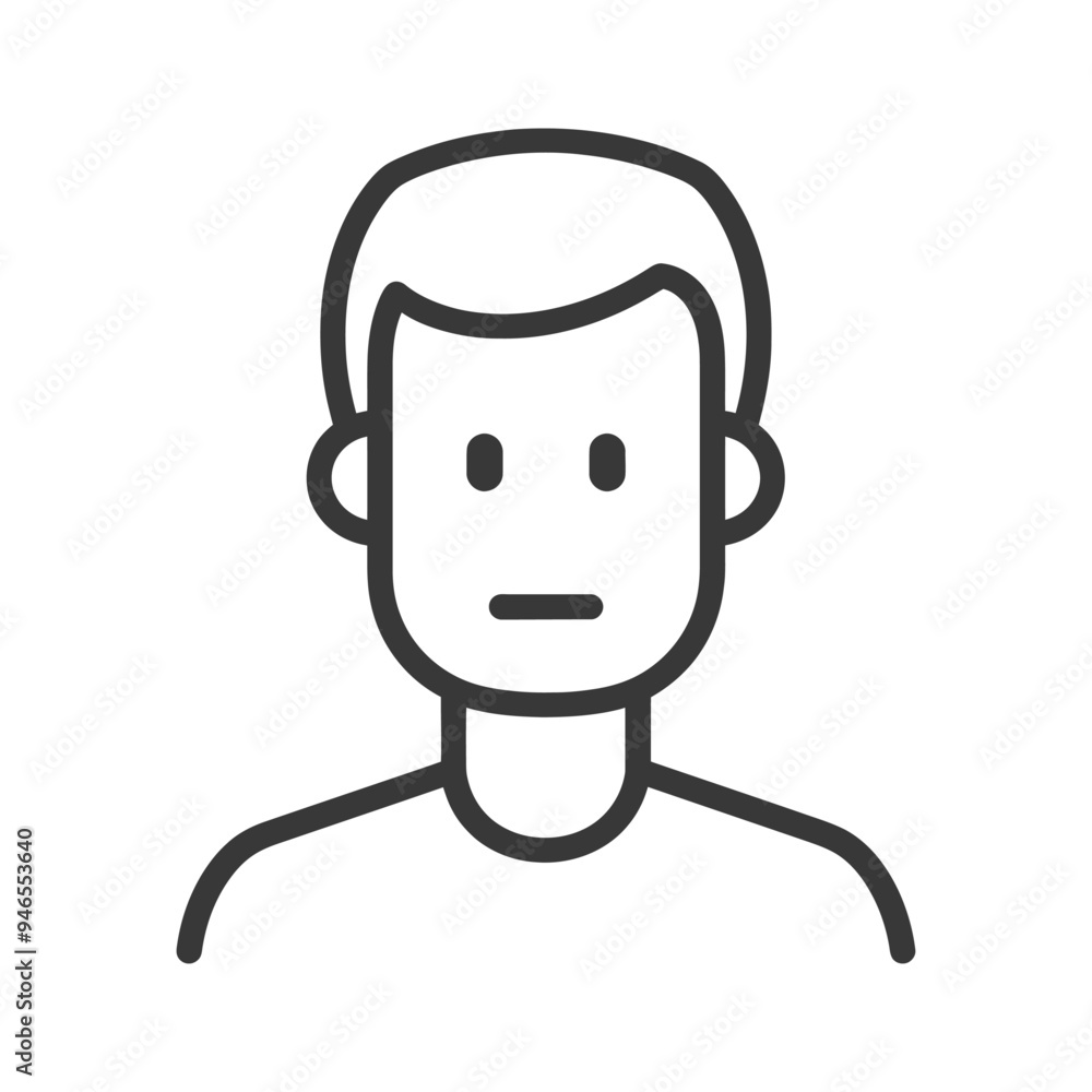 Line Art Illustration of a Person with a Neutral Expression Line Art Illustration of a Person with a Neutral Expression