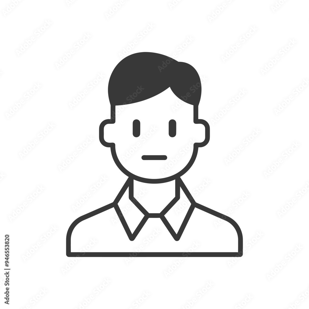 Line Art Illustration of a Person with Short Hair Wearing a Collared Shirt Line Art Illustration of a Person with Short Hair Wearing a Collared Shirt