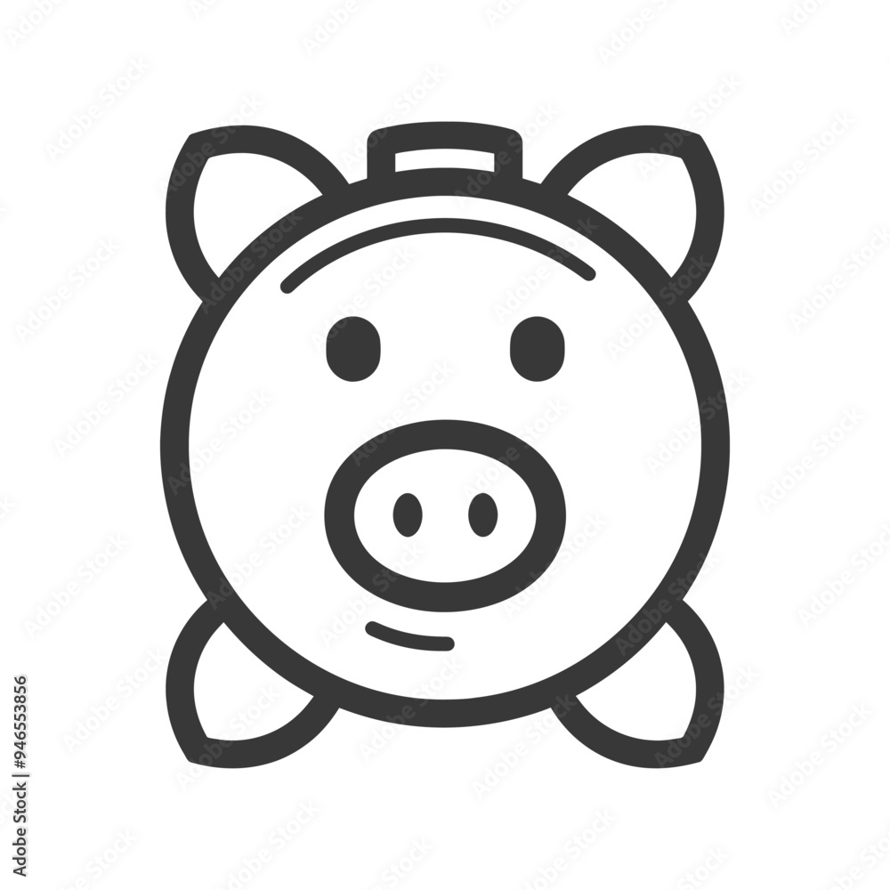 Line Art Illustration of a Piggy Bank Line Art Illustration of a Piggy Bank