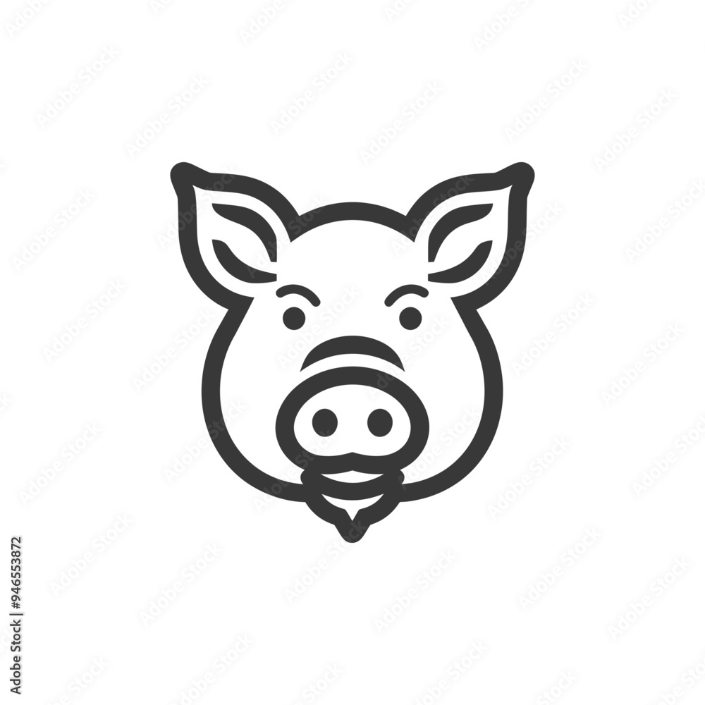 Line Art Illustration of a Pigs Face Line Art Illustration of a Pigs Face