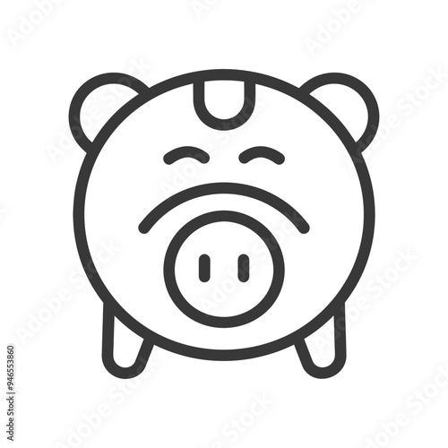 Line Art Illustration of a Piggy Bank