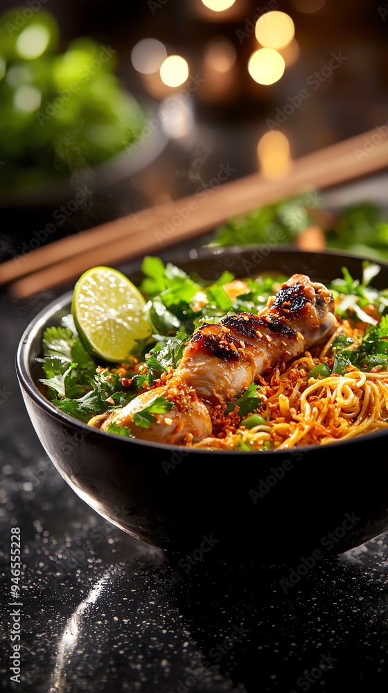 A vibrant bowl of Khao Soi A vibrant bowl of Khao Soi
