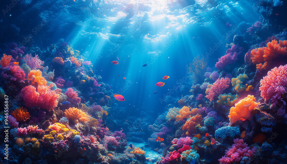 Fototapeta premium Corail avec des jolies poissons.
