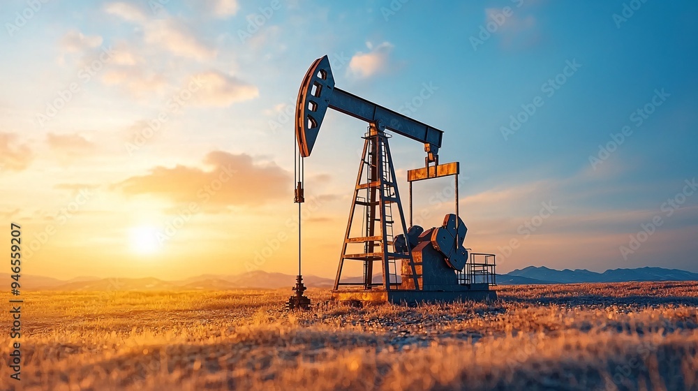 Fototapeta premium Oil Pump Jack at Sunset.