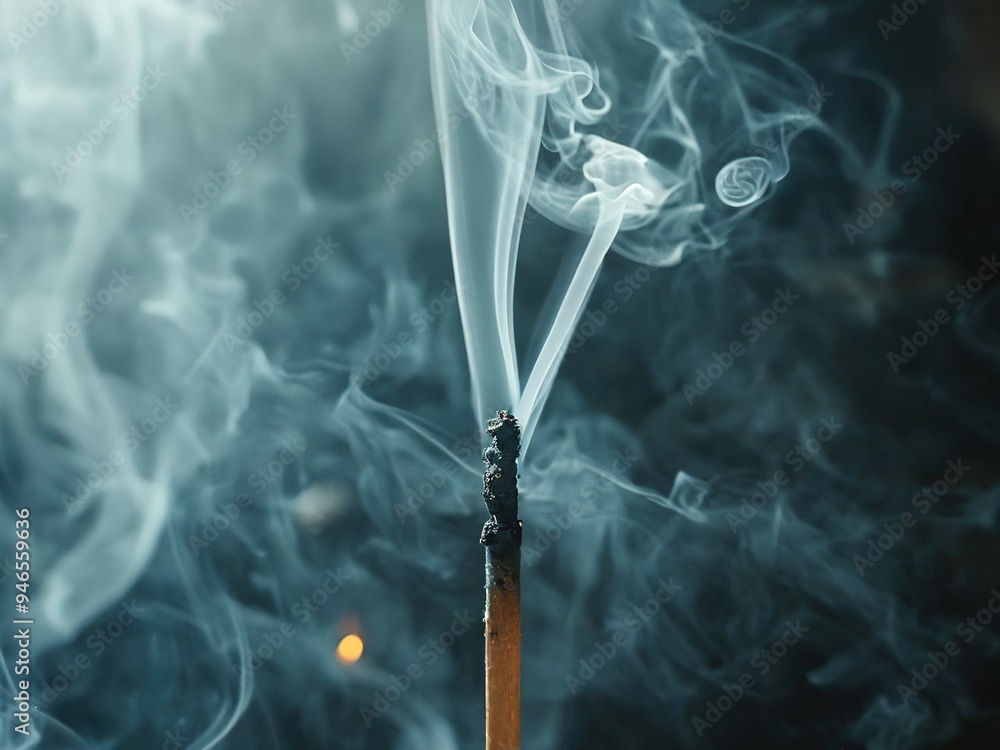 A close-up of a burning matchstick with smoke rising against a dark background. A close-up of a burning matchstick with smoke rising against a dark background.