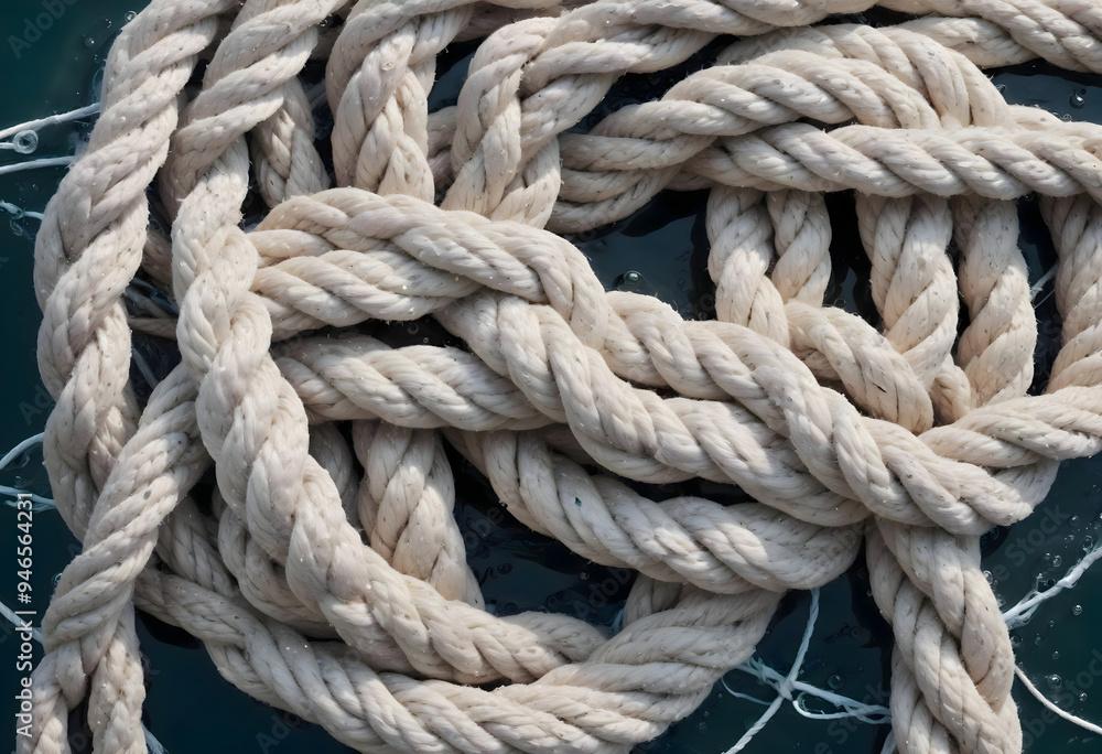 Concept photo of a sailor's knot made of straw rope Concept photo of a sailor's knot made of straw rope