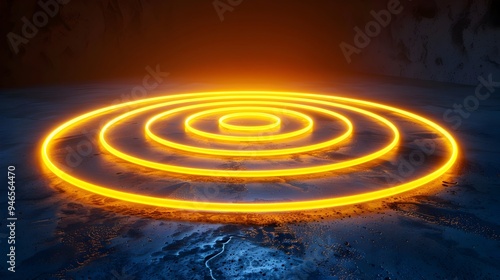 Futuristic Neon Yellow Spiral on Dark Grey Backdrop for Energetic Product Display Concept