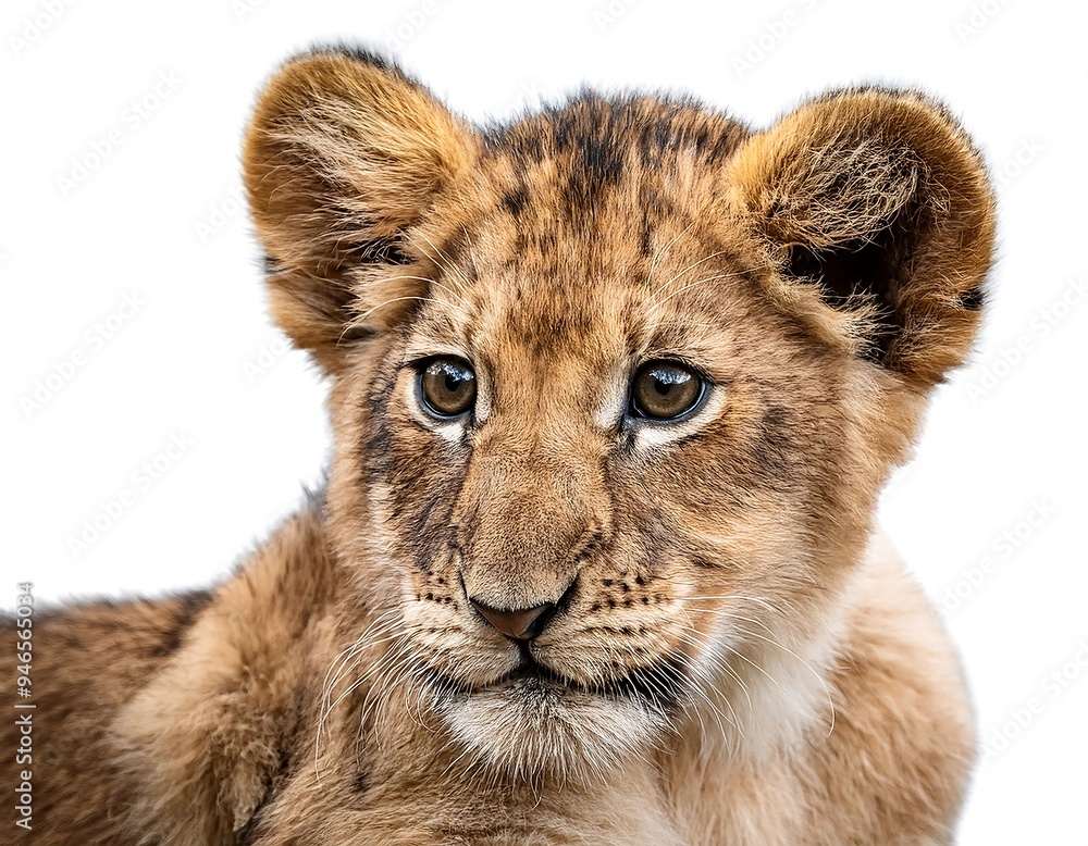 Obraz premium lion cub isolated white background