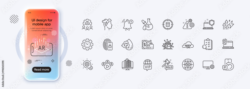 Enterprise, Quick tips and Computer fingerprint line icons for web app ...