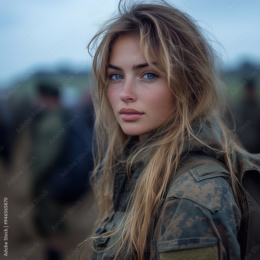 Young military woman, outdoor portrait Young military woman, outdoor portrait