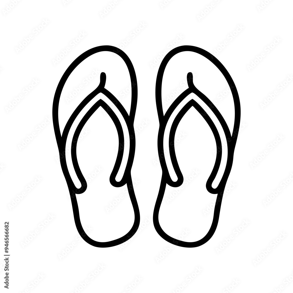Flip flop icon. Black linear flip flop icon isolated on white background. Vector illustration Flip flop icon. Black linear flip flop icon isolated on white background. Vector illustration