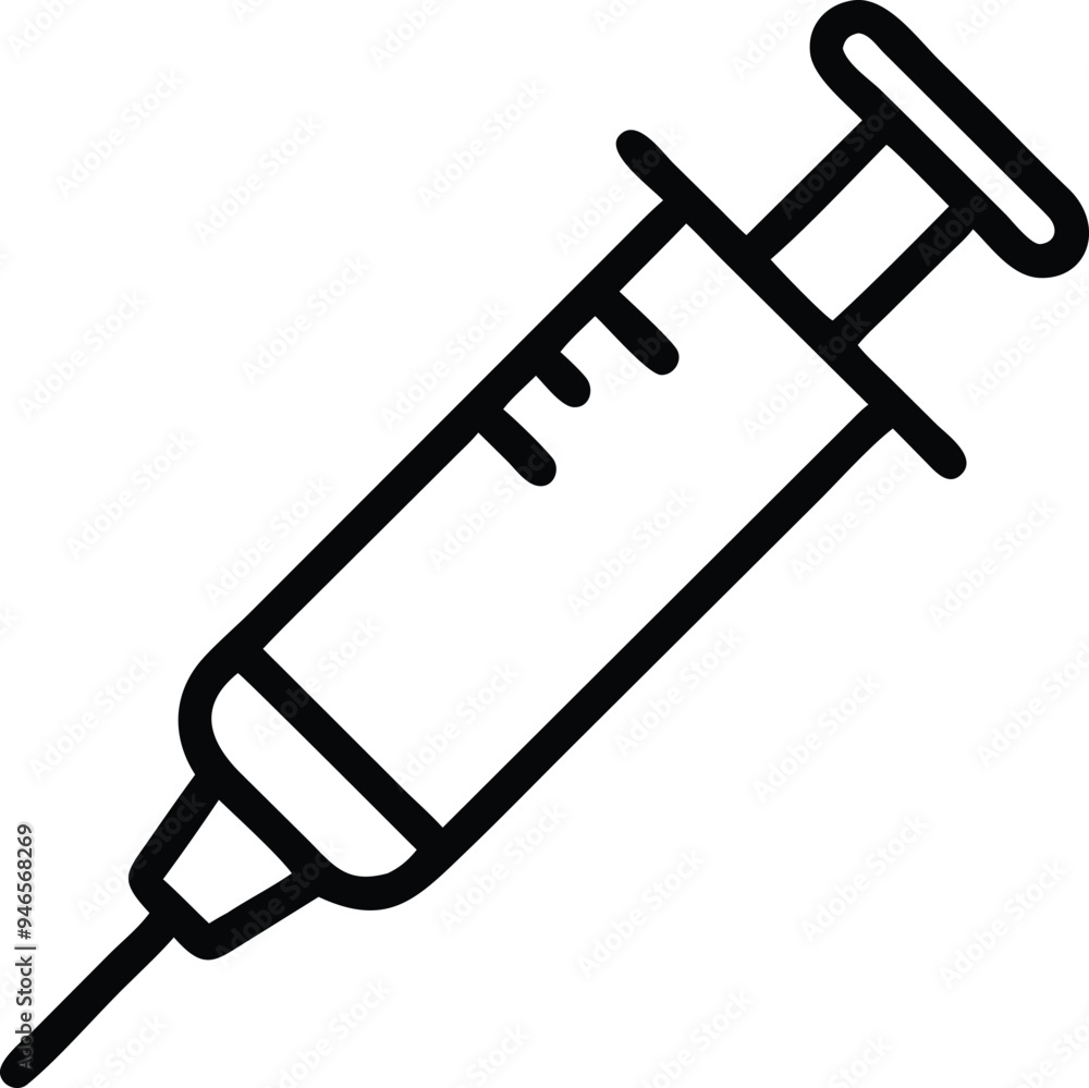 Syringe Outline Icon Vector for Medical and Healthcare Designs Syringe Outline Icon Vector for Medical and Healthcare Designs