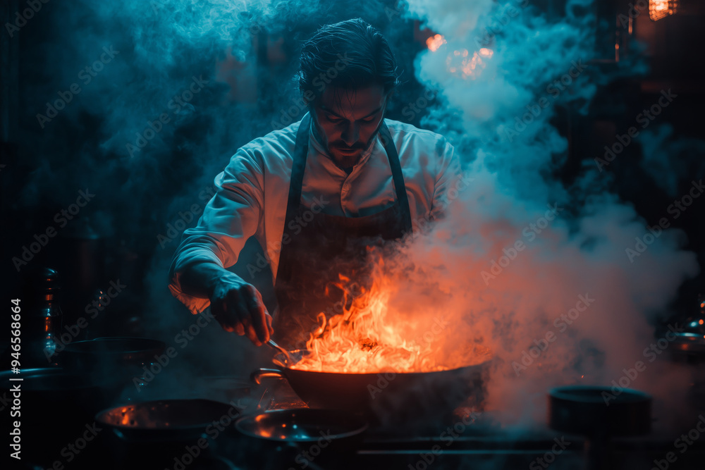 Dracula prepares a feast in the moonlit forest as he cooks a dinner for the hunter at twilight surrounded by flickering flames Dracula prepares a feast in the moonlit forest as he cooks a dinner for the hunter at twilight surrounded by flickering flames