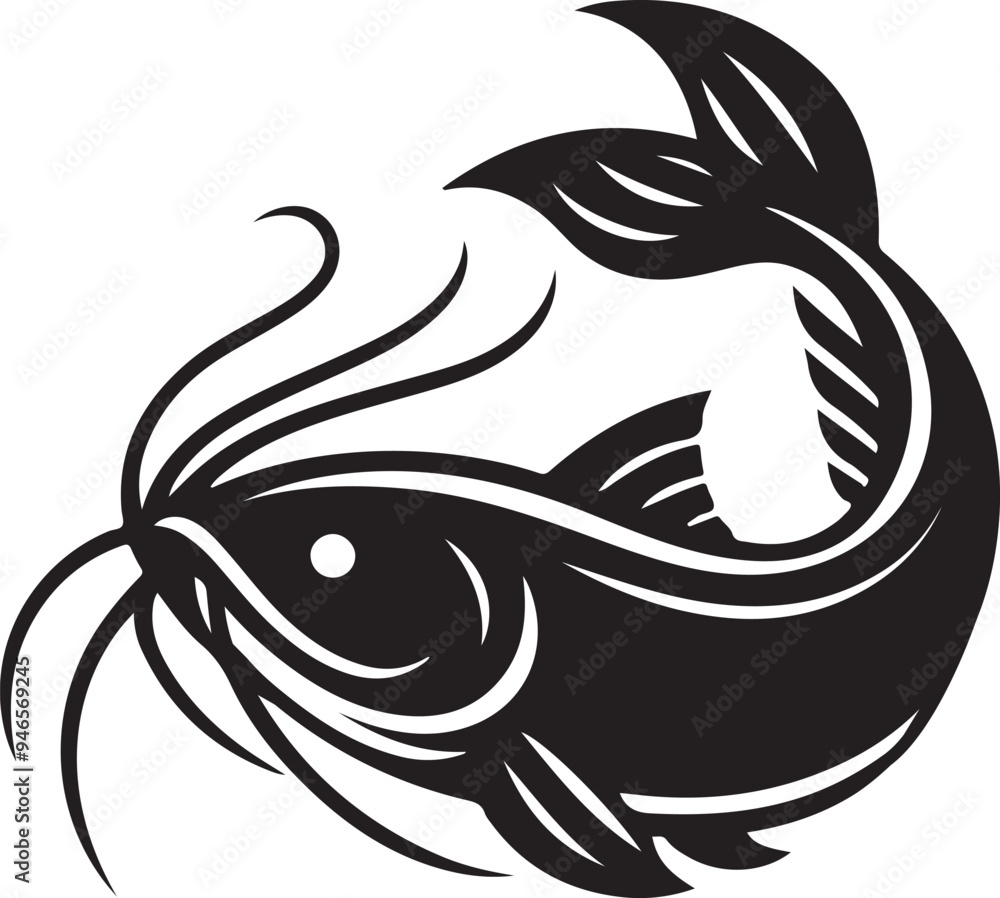 Catfish silhouette and vector art illustration Catfish silhouette and vector art illustration