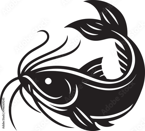 Catfish silhouette and vector art illustration