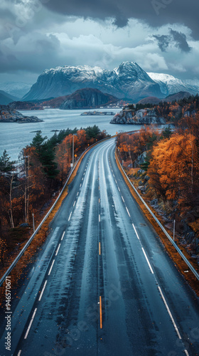 raffic on Atlantic Ocean Road or the Atlantic Road (Atlanterhavsveien) Norway