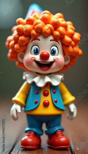 A colorful clown figurine-with a big smile